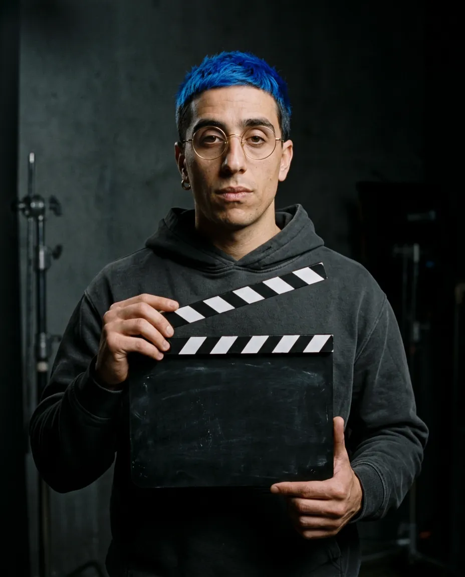 El avatar sosteniendo una claqueta de cine