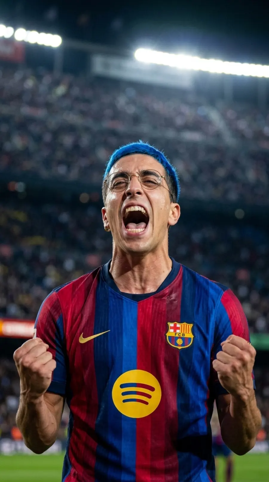 El avatar celebrando un gol en un estadio lleno
