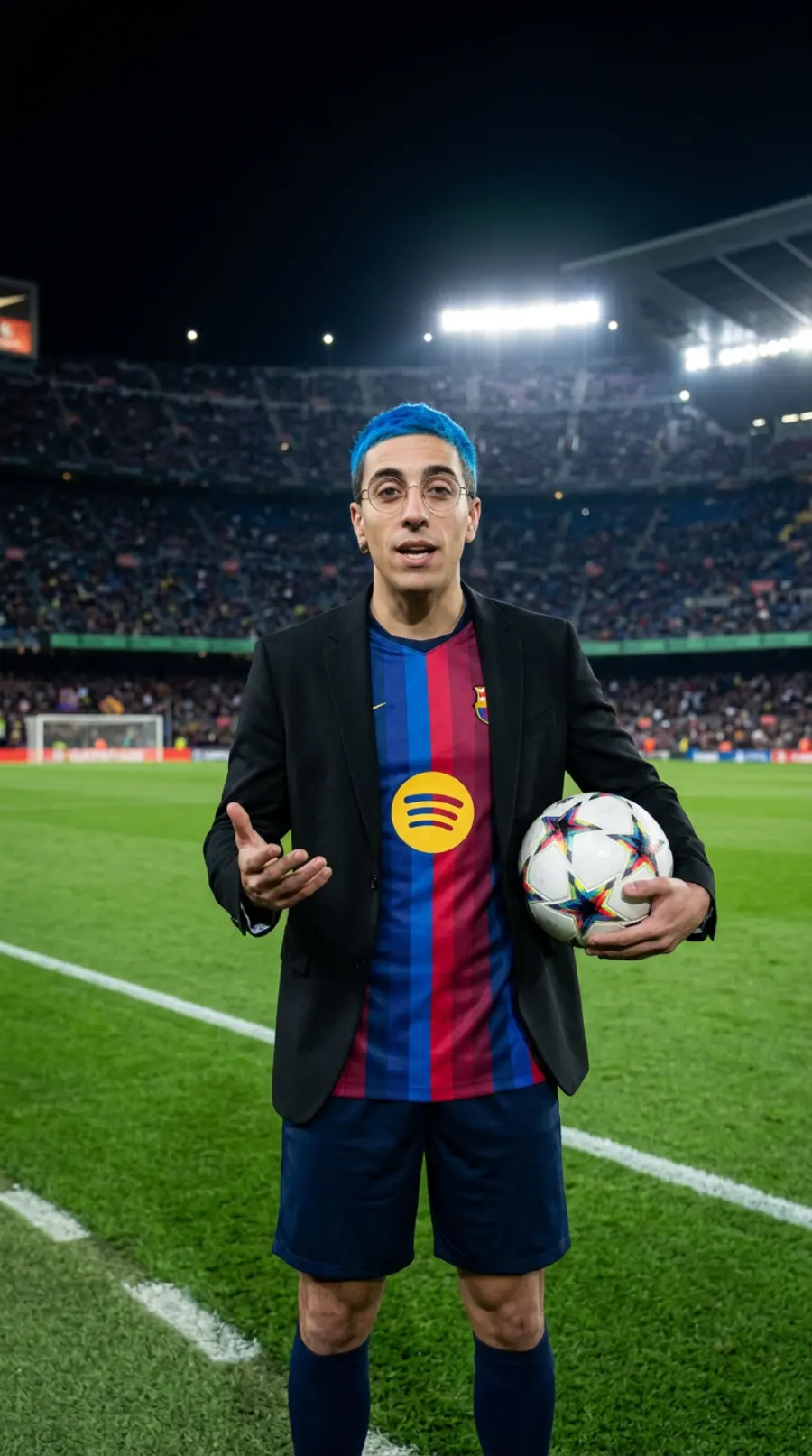 El avatar con americana negra abierta sobre la camiseta, en la banda