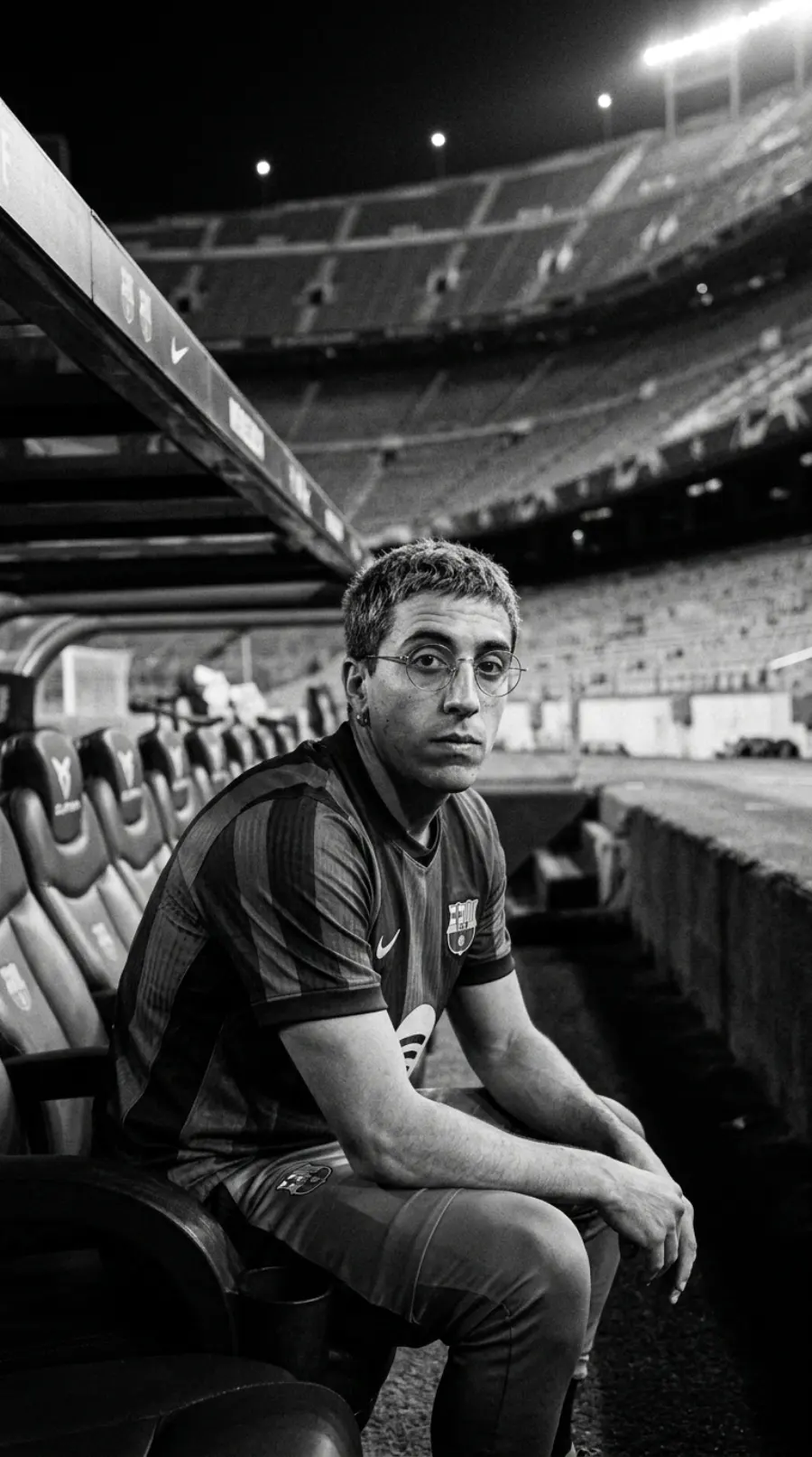 El avatar en blanco y negro sentado en el banquillo