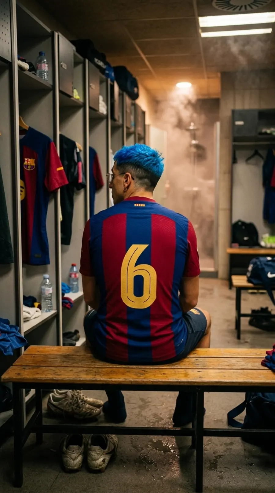 El avatar de espaldas en el vestuario con el número 6