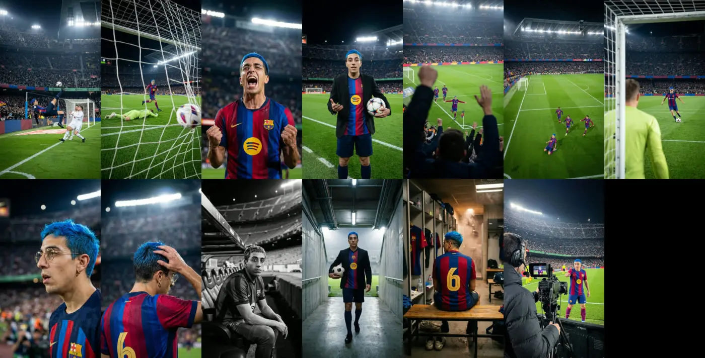 Storyboard en fotos del reel del gol
