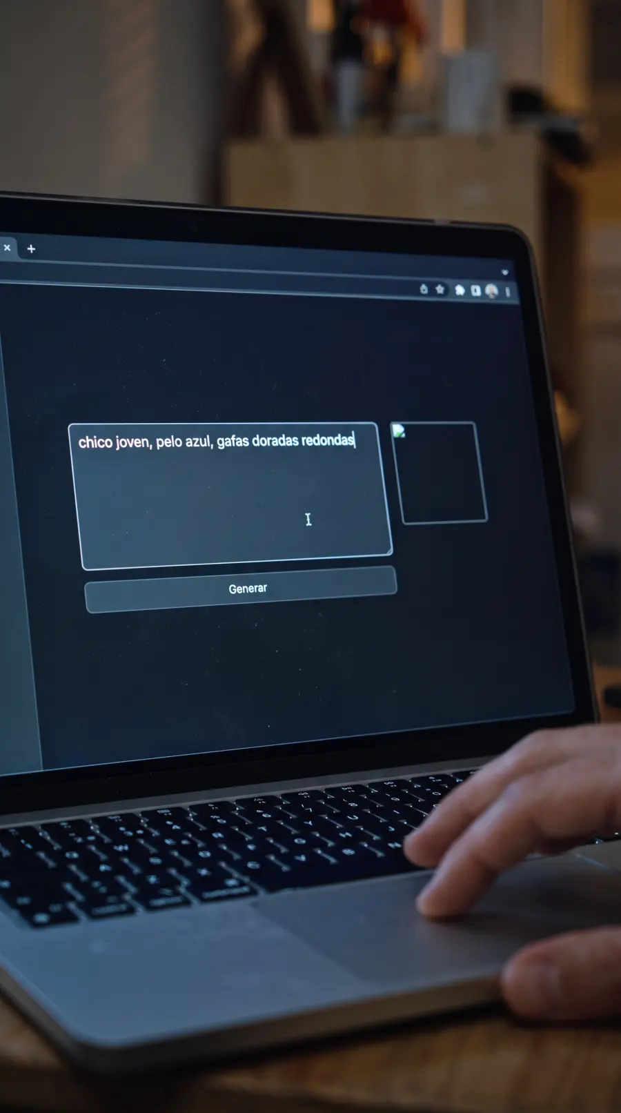 La pantalla del portátil con el prompt que lo creó